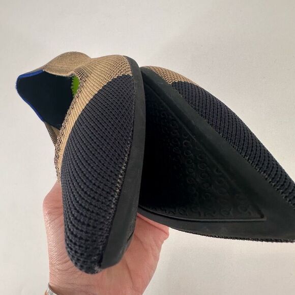 Rothy's Retired THE POINT Pointed Toe Ballet Flats DUNE CAP TOE Size 10 Black Ta - Picture 8 of 10